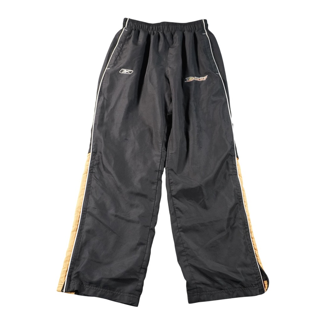 Reebok Anaheim Ducks NHL Track Pants Mens M Black Orange Windbreaker Embroidered